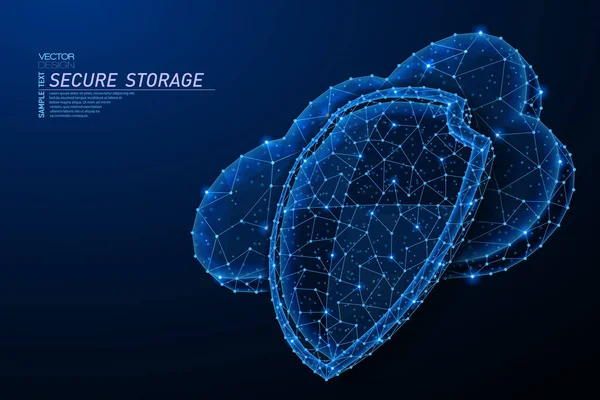 Kalkan işareti ile bulut depolama soyut çokgen ışık tasarımı.