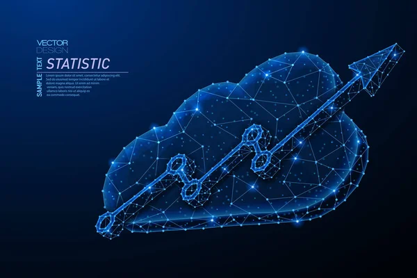 Diseño abstracto de luz poligonal de almacenamiento en la nube con flecha ascendente . — Archivo Imágenes Vectoriales