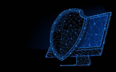 Monitör koruma kalkanının soyut poligonal ışık tasarımı.