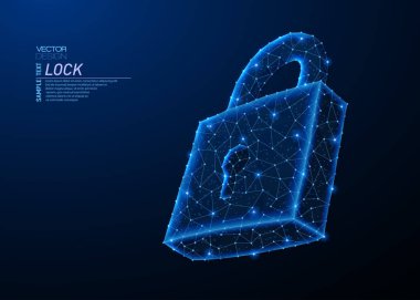 Kilit sembolünün soyut çokgen ışık tasarımı.