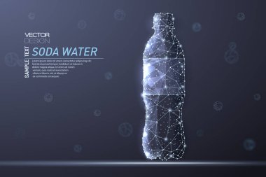 Temiz maden suyu ile şişe soyut çokgen ışık tasarımı.