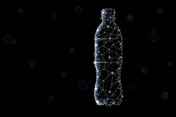 Abstract veelhoekig licht ontwerp van fles met schoon mineraalwater. — Stockfoto