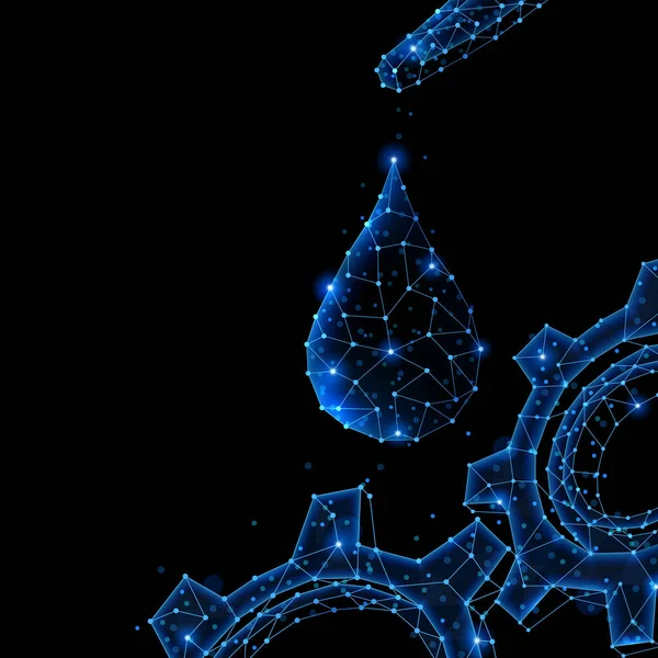오일 드롭, 파이펫 코자 기어의 추상다각형 빛 디자인. — 스톡 사진