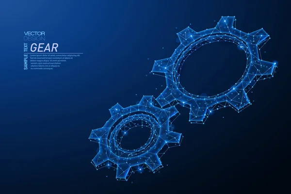 Luz poligonal abstracta de dos engranajes dentados . — Archivo Imágenes Vectoriales