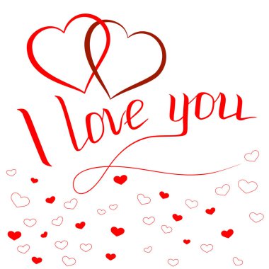 Sevgililer günü kartı yürekleri ve ben beyaz bir arka planda oluşturma kartpostallar, posterler, kağıt, hediyeler, çıkartmalar, seni yazıt kapsar.