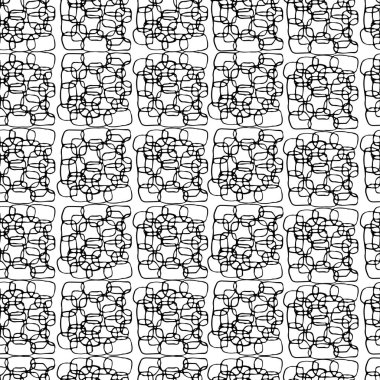 Seamless modeli. Arka plan beyaz bir arka planda, baskı ambalaj arka kartları, posterler, çıkartmalar, davetiyeler oluşturmak için hediyeler, kapakları, kağıt üzerinde üzerinde kumaş üzerine almak için hazır siyah renk çizilmiş öğelerinden