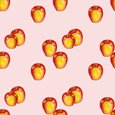 kırmızı-sarı elma ile suluboya Dikişsiz desen