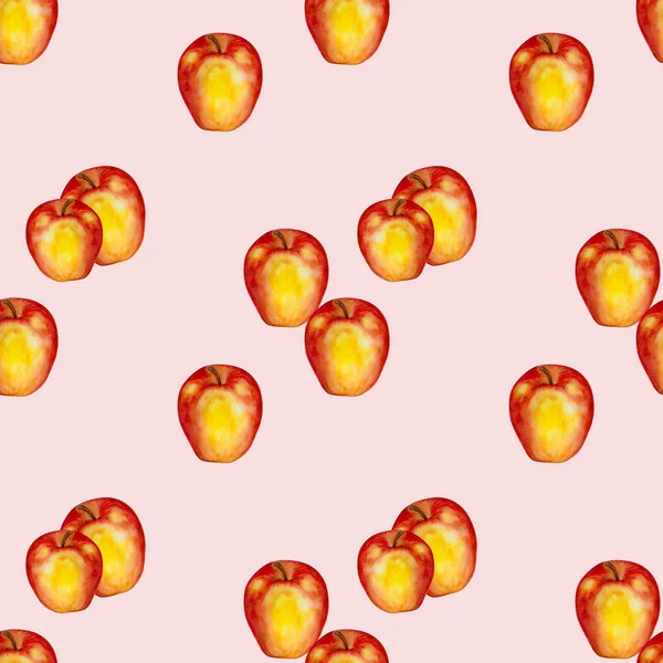 kırmızı-sarı elma ile suluboya Dikişsiz desen