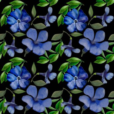 farklı çiçek ve yapraklarından suluboya dikişsiz desen