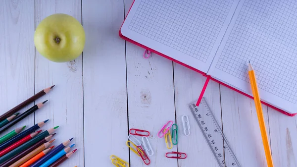 Uppsättning Ämnen För Skolan Skolmaterial — Stockfoto