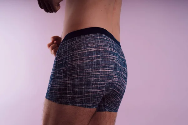 Körperteile Männer Arsch Unterwäsche Aufgeblasenes Gesäß Boxershort Elastische Muskeln Nach — Stockfoto