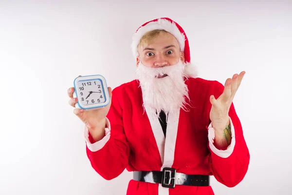 Santa Claus Sobre Fondo Blanco Feliz Año Nuevo Feliz Navidad — Foto de Stock