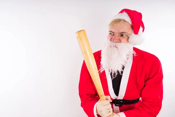 Papai Noel Emocional Fundo Branco Conceito Pai Natal Malvado Feliz — Fotografia de Stock