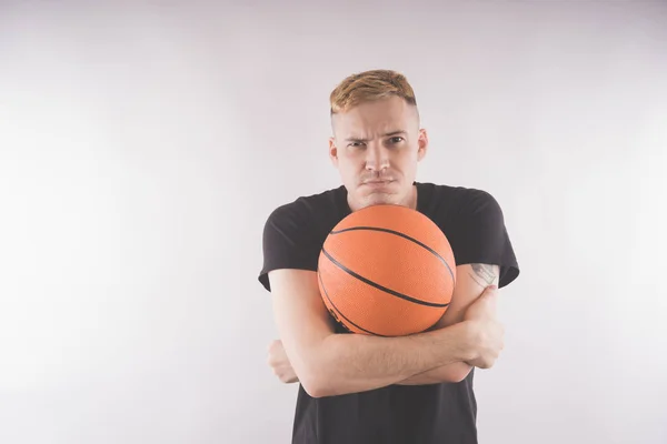 Gars Avec Ballon Basket Joueur Basket Entraînement Concept Sport Mode — Photo