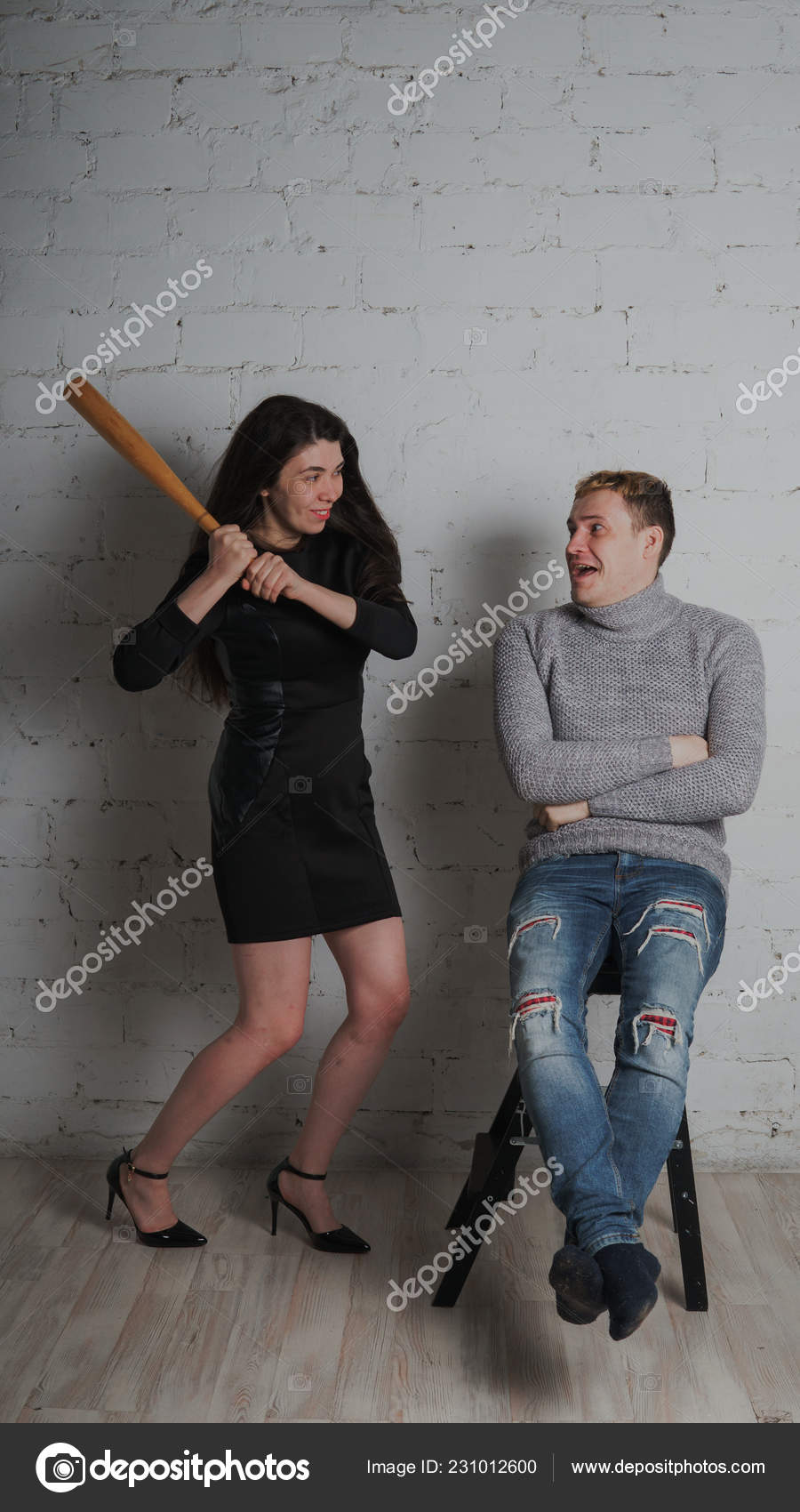 Girl Swings Baseball Bat Guy Student Bully Threatens Man