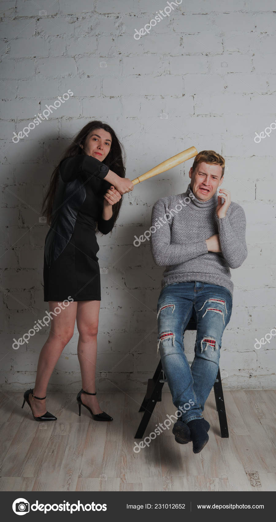 Girl Swings Baseball Bat Guy Student Bully Threatens Man