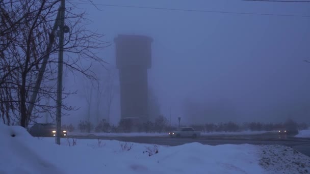 Dichter Nebel Und Schlechte Sicht Auf Der Straße Gefährliche Fahrsituationen — Stockvideo