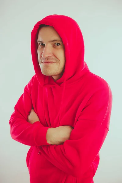 Gek Charismatische Jongen Die Zich Voordeed Een Man Een Rood — Stockfoto