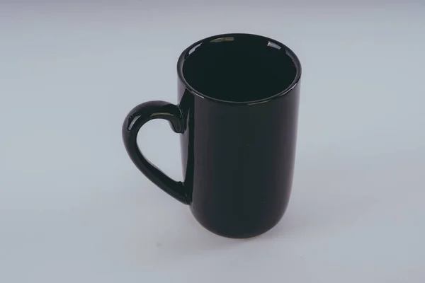 Черная Кружка Пустой Заготовки Кофе Чая Изолированы Белом Фоне Вырезкой — стоковое фото