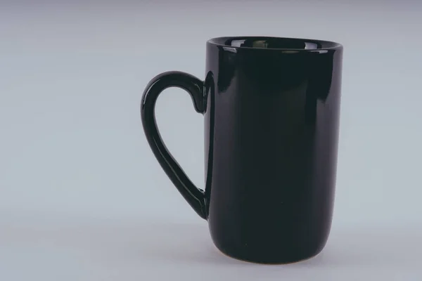 Taza Negra Vacía Blanco Para Café Aislado Sobre Fondo Blanco — Foto de Stock