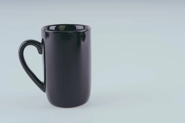 Tasse Noire Vide Blanc Pour Café Thé Isolé Sur Fond — Photo