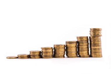 Finansal gayrimenkul, altın sikkeler Konsepti: Emlak yatırımı ve konut kredisi 