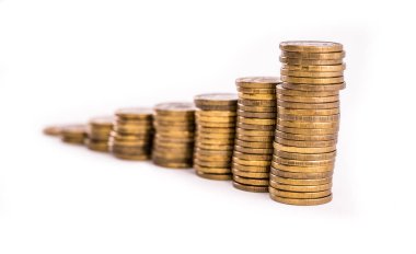 Finansal gayrimenkul, altın sikkeler Konsepti: Emlak yatırımı ve konut kredisi 
