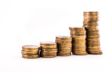 Finansal gayrimenkul, altın sikkeler Konsepti: Emlak yatırımı ve konut kredisi 