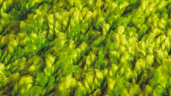 Green Texture Yarn Fabric Close Shot Carpet Green Background — Stock Photo, Image