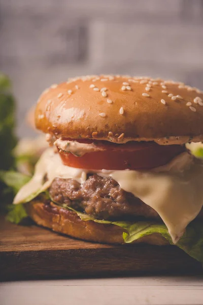 Hamburgery Nebo Sendviče Populární Fast Food Pro Brunch Nebo Oběd — Stock fotografie