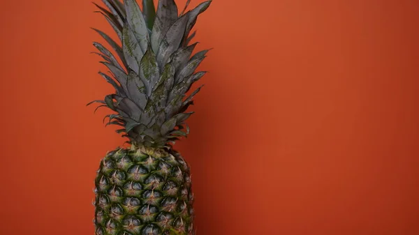 Ananasfrüchte Auf Orangefarbenem Hintergrund Reife Ananas Isolieren — Stockfoto
