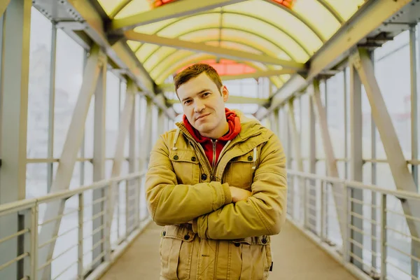 Handsome Guy Posing City — Stock Photo, Image