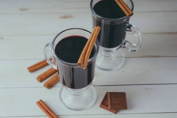 Vino Brulé Caldo Con Cannella — Foto Stock