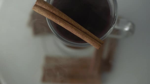 Hot Mulled Wine Cinnamon — Stock Video