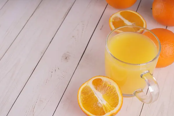 Orange Juice Wooden Table — Stock Photo, Image