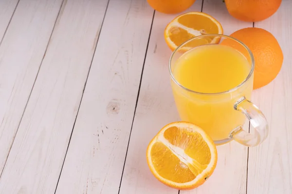 Orange Juice Wooden Table — Stock Photo, Image