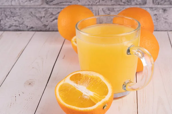 Orange Juice Wooden Table — Stock Photo, Image