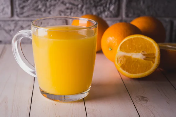 Orange Juice Wooden Table — Stock Photo, Image