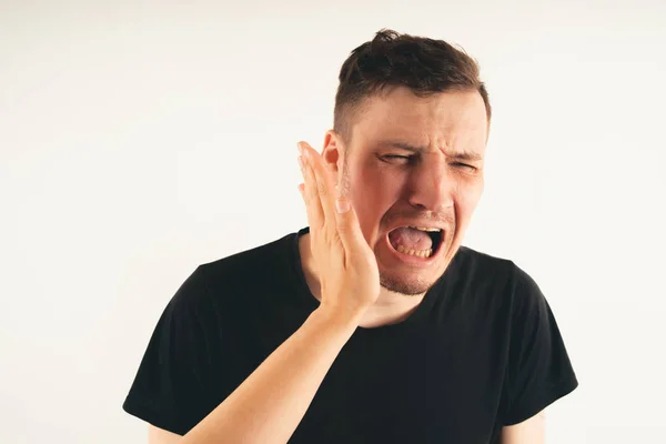Crop Osoba Slapping Przerażony Człowiek Faceemotional Mężczyzna Coraz Uderzył Twarz — Zdjęcie stockowe