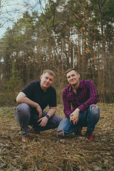 Men Autumn Forest — Stock Photo, Image