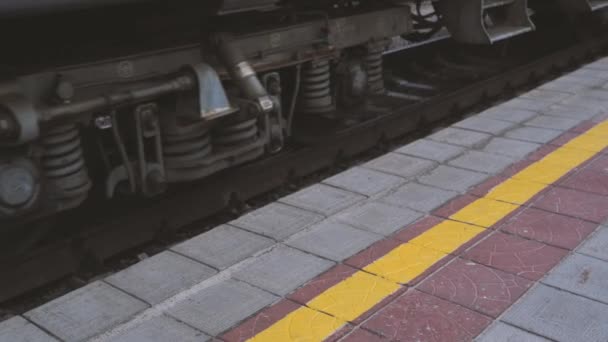 Güterbahnsteig Mit Güterzug — Stockvideo
