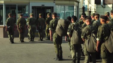Voronezh, Rusya 9 Mayıs 2019: Rus askerleri bir ordu kuracak. Rusya Federasyonu silahlı kuvvetleri.