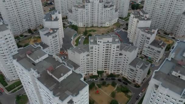 Drone View City Center Houses Roads — Stock Video