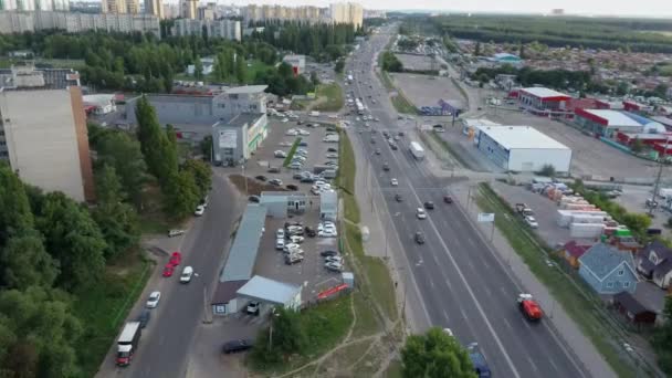 Беспилотный Вид Город Домами — стоковое видео