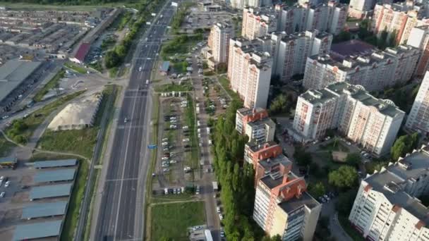 Vista Drone Cidade Com Casas — Vídeo de Stock