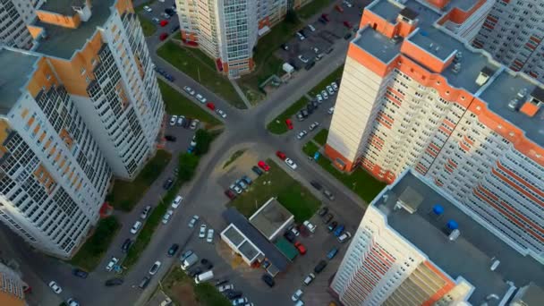 Drone View City Modern Buildings — Stock Video