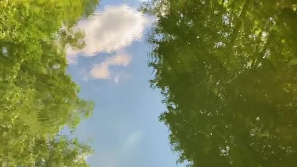 Υπόβαθρο Του Νερού Ηλιόλουστο Καιρό Υφή Του Ρεύματος Του Ποταμού — Αρχείο Βίντεο