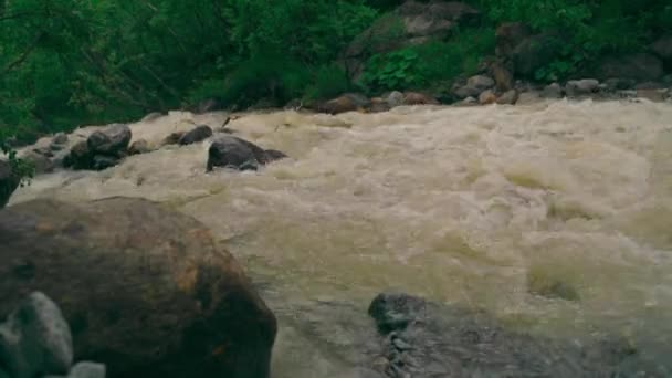 Gros Plan Voie Navigable Qui Coule Zone Montagneuse Rivière Montagne — Video