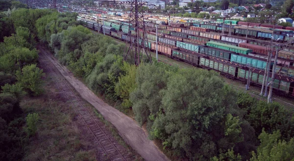 Veduta Aerea Della Stazione Ferroviaria Campagna Vista Volo Uccello Della — Foto Stock