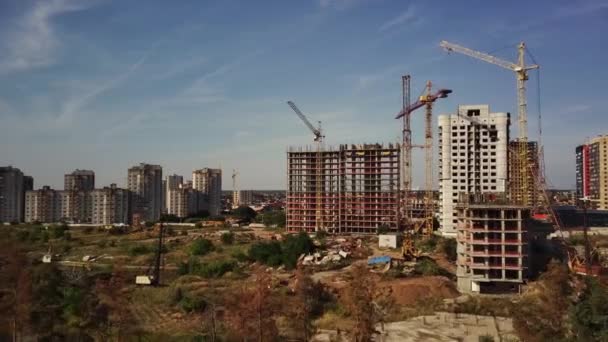 Modern Building Construction Crane Constructing Building High Crane — Stock Video